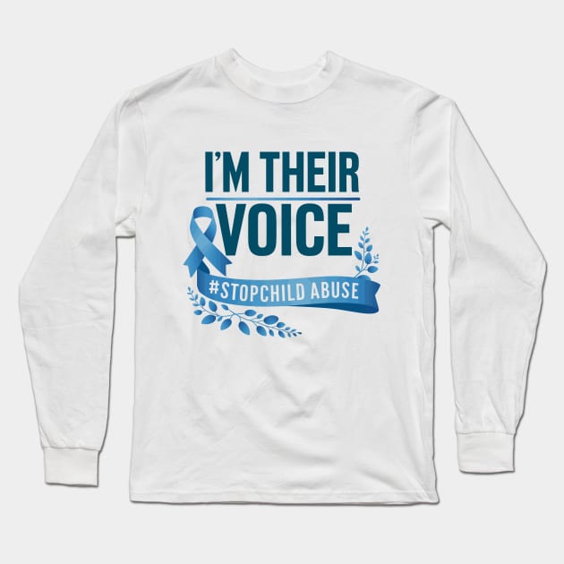 I'm Their Voice Child Abuse Prevention month awareness Long Sleeve T-Shirt by YOUNESS98